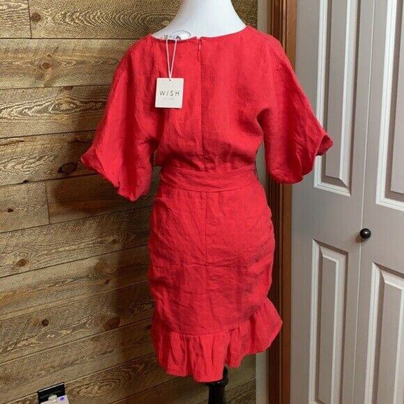 Wish The Label Josie Dress Red ruched mini dress Size 6 NWT - Picture 8 of 12